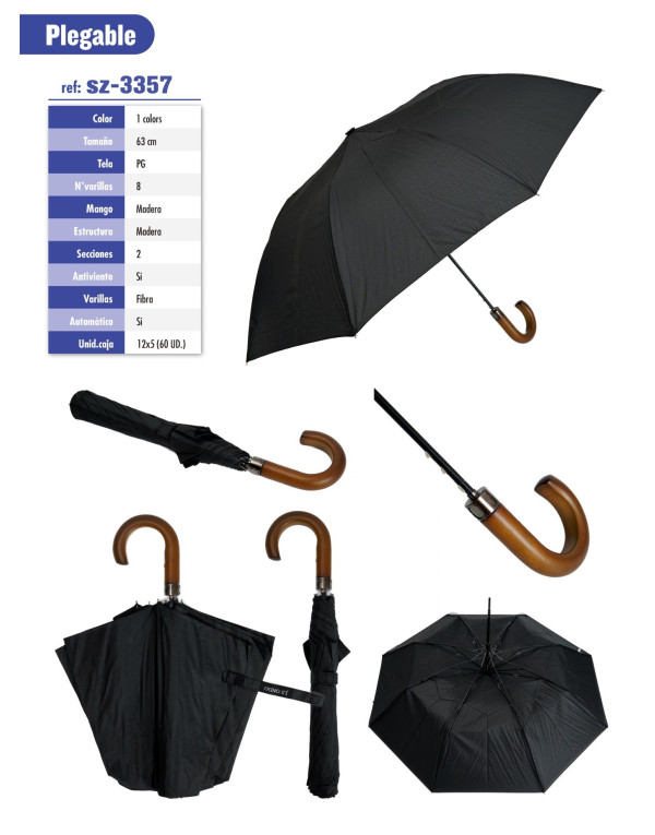  Dlin Paraguas grande con mango de madera para lluvia, paraguas  de golf abierto automático, resistente al viento, 54 pulgadas, elegante  paraguas de protección solar de negocios para hombres y mujeres (azul